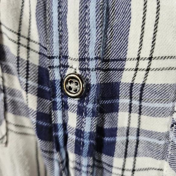 Girl Crazy Juniors Classic Long Sleeve Button Down, Blue/White Plaid, Medium - Picture 6 of 12